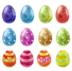 Easter eggs set watercolor illustration drawing