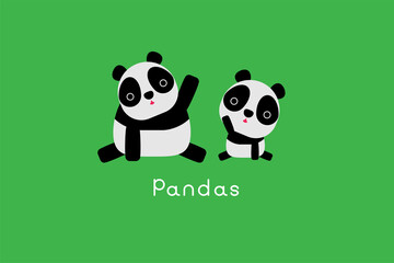 Cute cartoon pandas. Vector illustration.