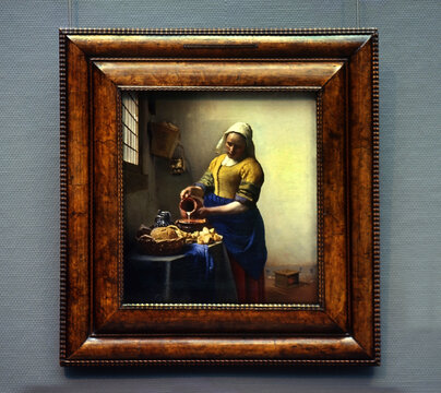 Picture of Johannes Vermeer (1632-1675) – The kitchen maid. Rijksmuseum, Amsterdam, Netherlands, Holland