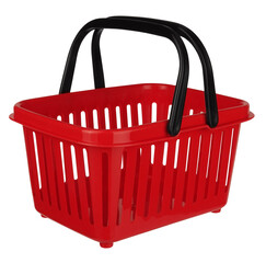 Red shopping basket isolated on white background