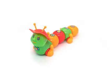 Colorful caterpillar toy isolated on white background.