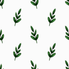 seamless watercolor pattern. ornament. leaf of a tree on a white background. for printing on fabrics, wallpapers, wrapping paper