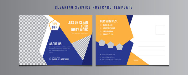 Cleaning Services Postcard Template, Postcard design, Event Card Design, Invitation Design, Professional Business Postcard Design, Washing Services Postcard.