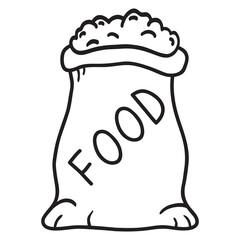 Domestic dog food.Pet meal.Doodle sketch style vector illustration.Isolated on white background.