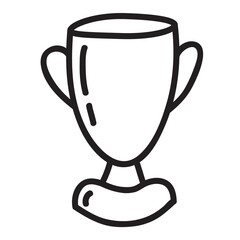 Cup sports trophy. Award for a victory. Success achievement.Doodle sketch style vector illustration.Isolated on white background.