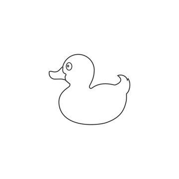 Duck toy line icon. Inflatable rubber duck. Vector illustration, flat design element