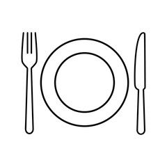 Plate, fork and knife Icon