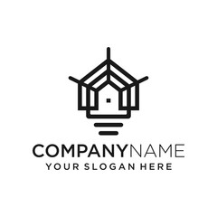 home lamp sun technology logo design