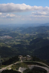 Fototapeta premium aerial view of the mountainous area of the city of Petrópolis in Rio de Janeiro. Drone photography