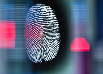 Finger print on digital screen being scanned