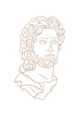 Vector isolated icon antique sculpture. Antique greek statue head. Contemporary minimal shapes for logo, label, print greek style.