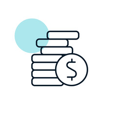Coins stack outline icon vector. Finances sign