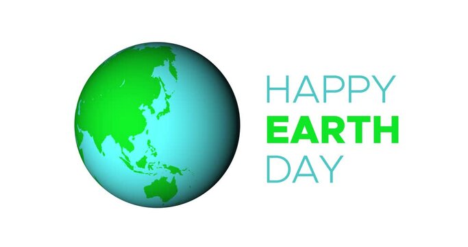 Happy Earth Day Greeting Animated Text with 3D Rotating Planet