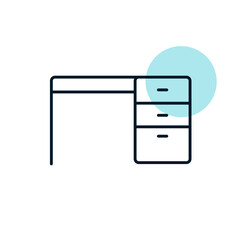 Desk outline icon. Workspace sign