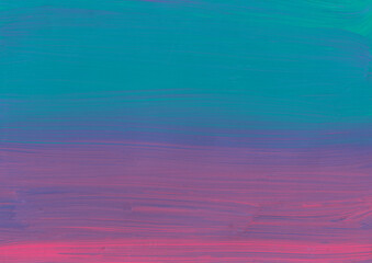 Abstract deep pink and sea green ombre background. Red and teal green gradient backdrop. Brush strokes on paper. Modern art © Kseniya