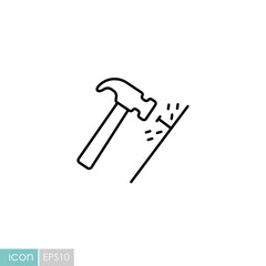 Hammer and nails vector flat icon