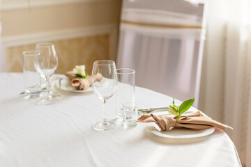 Beautiful decoration of the wedding holiday with flowers and greenery with florist decoration