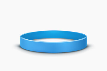 blue rubber band lying on white back - 418399544