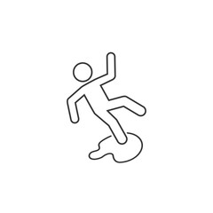 Slippery floor danger pictogram illustration isolated line icon white background
