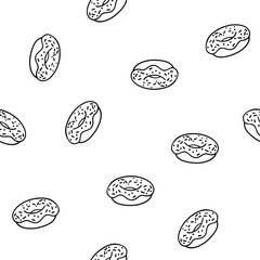 Seamless pattern with doodles donuts. Black and white vector template.