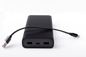 Power bank for charging mobile devices. Smartphone charger.
