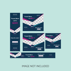 Creative Web Banners Of Standard Size. Business Ad Banner. Travel Ad Banner.  Set Of Web Banner Templates For Your Site Or Blog.