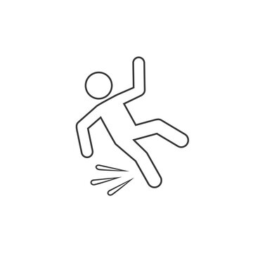 Fallen Person Vector Line Icon Isolated On White Background