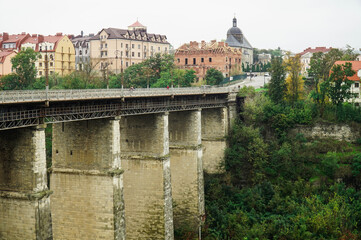 Running Doe over the canyon of the Smotrych River in the city of Kamyanets-Podilsky