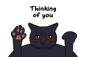 Thinking of you - card. The cat. Vector stock illustration eps10.