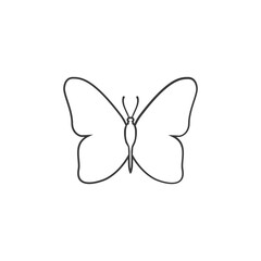 Butterfly silhouette line icon vector on white background
