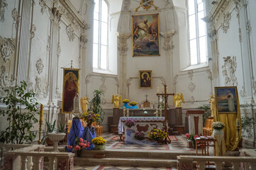 Interior decoration and altar in one of the Orthodox Church in Kamyanets-Podolsk