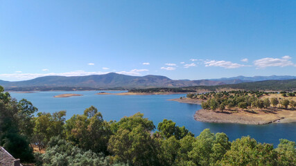 Views from the castle of Granadilla to the Gabriel y Galan reservoir.