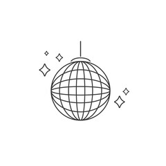 Vector party ball line icon in flat sign