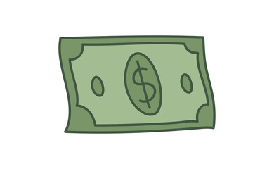 Hand drawn dollar bill illustration. Money symbol, cash doodle.