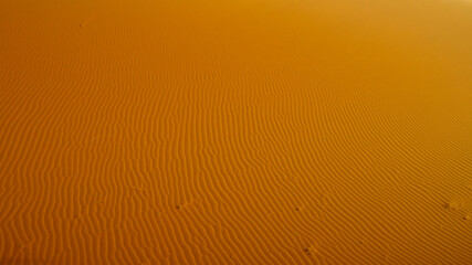 Sand background and wave pattern on the sand as texture in the foreground.  