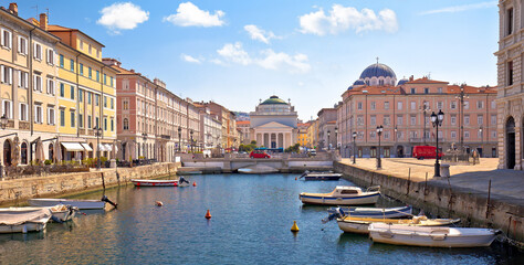 Trieste channel and Ponte Rosso square panoramic view