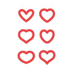 Hearts vector icon collection. Valentine's day romance symbols.