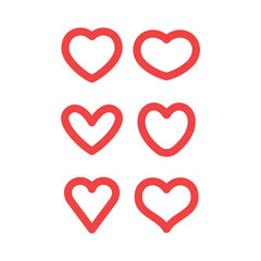 Hearts vector icon collection. Valentine's day romance symbols.