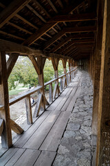 Steep wooden galleries of the old fortress