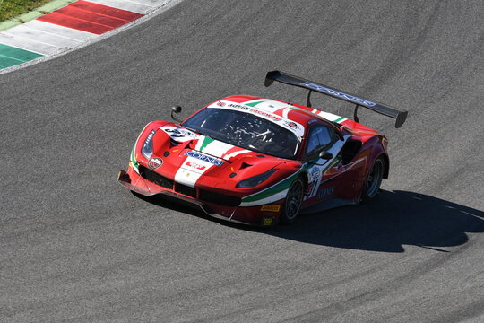 Mugello Circuit, Italy - 7 October, 2017: Ferrari 488 of Scuderia AF CORSE driven by Ishikawa Motoaki, during Race #1 of the final round of C.I. Gran Turismo Super GT3-GT3 in Mugello Circuit.