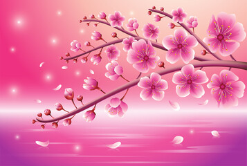 Fototapeta na wymiar Vector background, sakura in light pink color