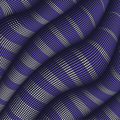 Vector warped lines background. Flexible stripes twisted as silk forming volumetric folds. Colorful stripes with variable width. Modern abstract creative backdrop