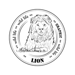 Badge (stamp of quaility, seal, emblem) Lion is eating.