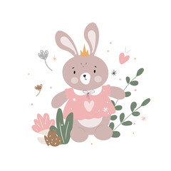 easter bunny with a bouquet of flowers