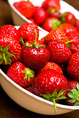 Fresh ripe strawberry closeup .
