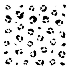 Fototapeta na wymiar Seamless animal pattern with leopard grunge blots. Creative black on white texture. Vector illustration
