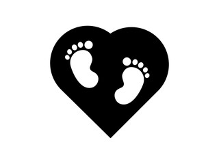 Baby footprint in the heart. Vector stock illustration for poster or banner.