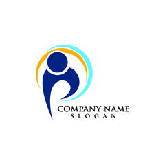 human people logo design vector icon template