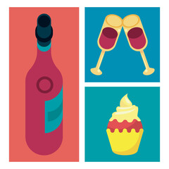 birthday three icons