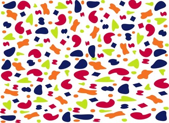 Colored abstract spots of different shapes on a white background for paper and fabric decoration